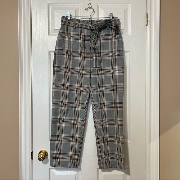Aritzia Wilfred High-Waisted Tie Front Jallade Trouser Pants Check Plaid - Sz 6 - Picture 2 of 16